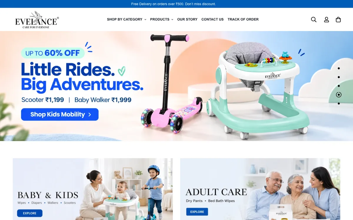 Evelance website on desktop