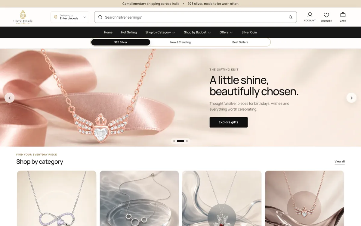 Uncle Jewels website on desktop